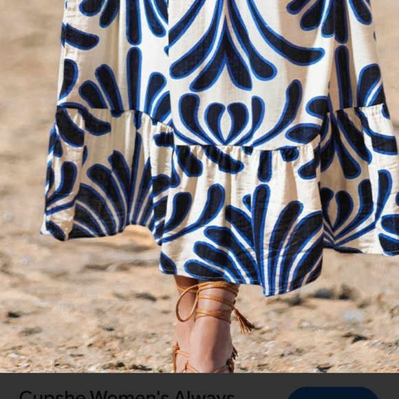 Cupshe Navy and Cream Patterned Maxi Dress - Picture 2 of 16
